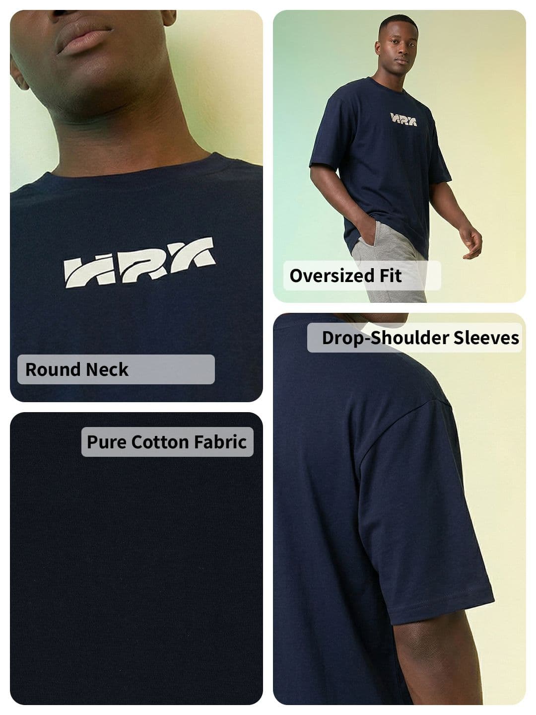 HRX by Hrithik Roshan Brand Logo Printed Pure Cotton T-shirt thumbnail 6
