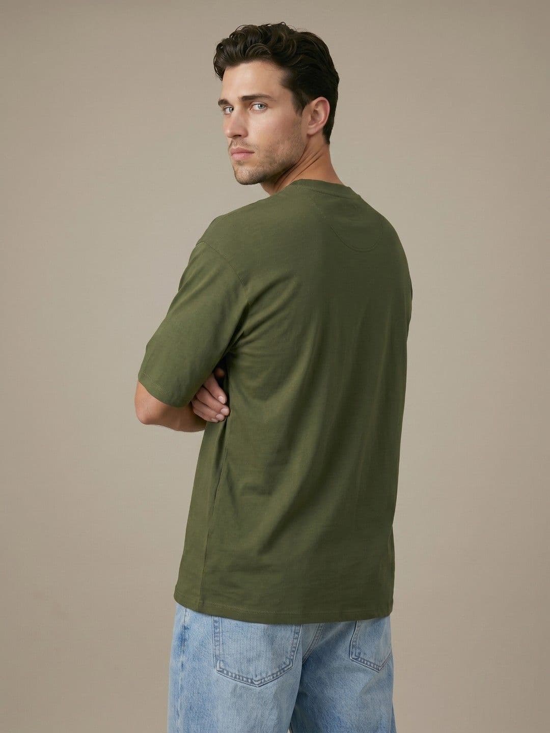 glitchez Green Typography Printed Oversized Fit Cotton T-shirt thumbnail 2