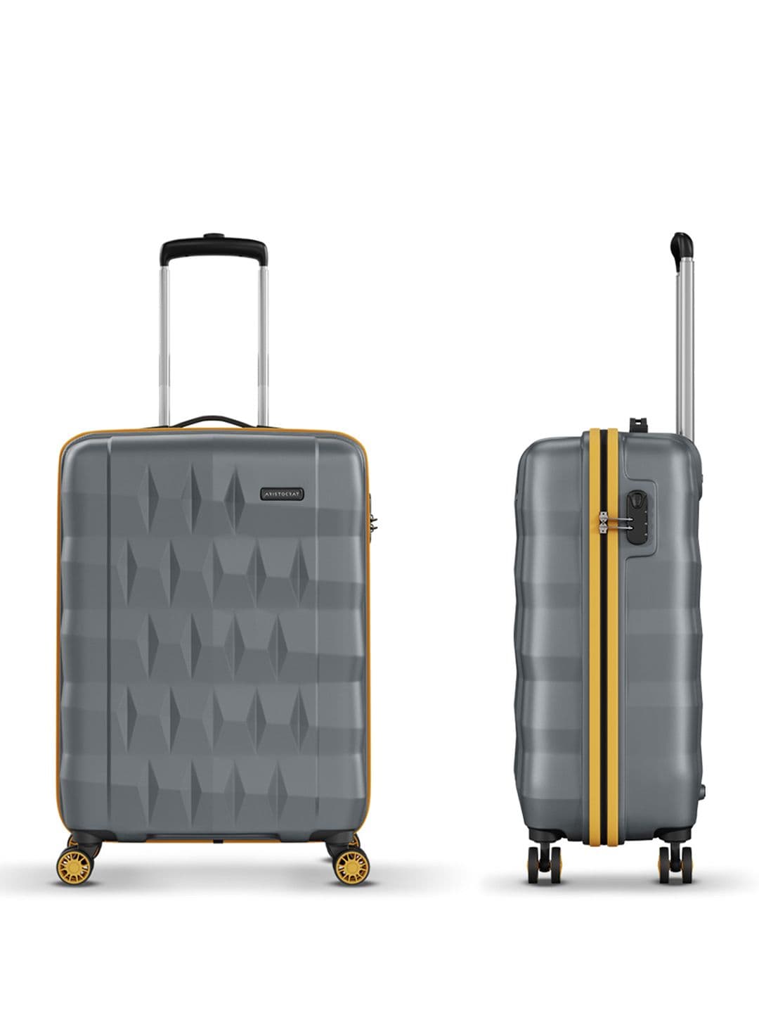 Aristocrat Comet Grey Small Hard Luggage 56cm Cabin Trolley Bag with Smooth 8-Wheel thumbnail 5