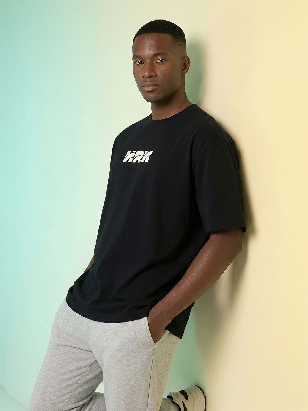 HRX by Hrithik Roshan Brand Logo Printed Pure Cotton Oversized T-shirt thumbnail 3