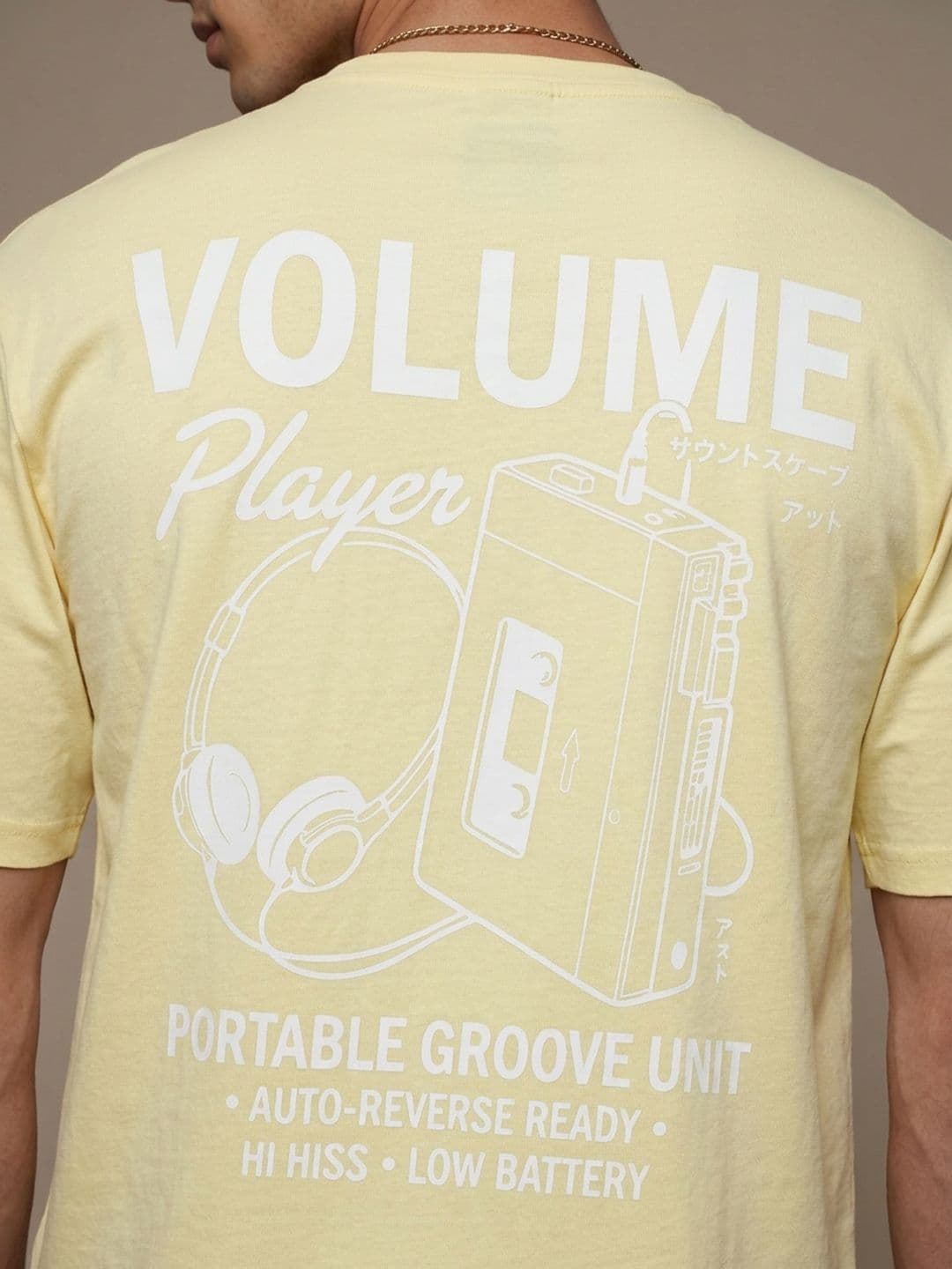 glitchez Yellow Typography Printed Relaxed Fit T-shirt thumbnail 7