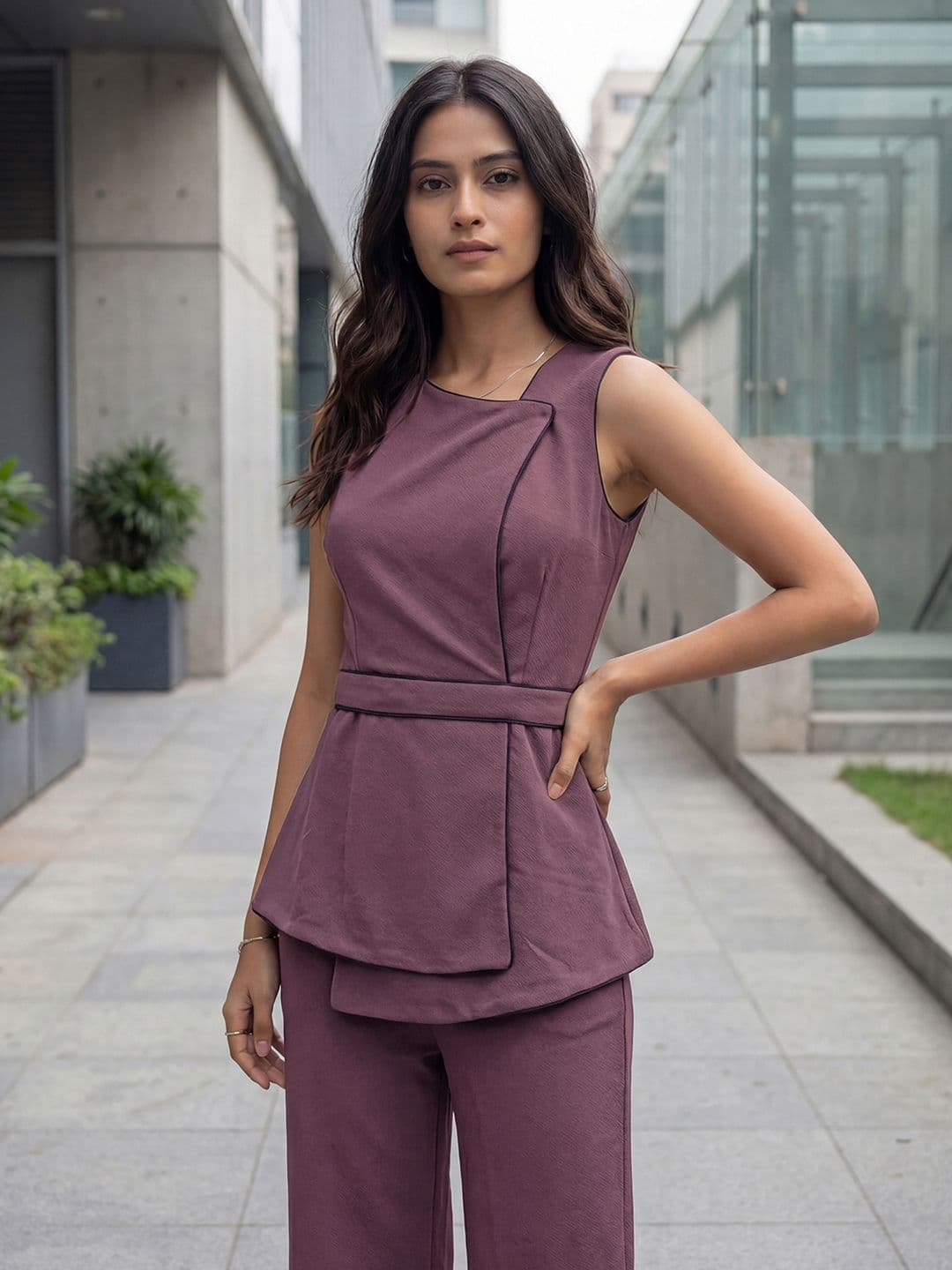 Selvia Sleeveless Round Neck Top with Trousers thumbnail 4