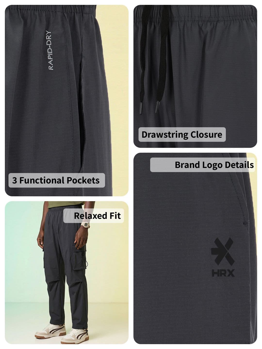 HRX by Hrithik Roshan Men Rapid-Dry Relaxed Fit Lifestyle Track Pants thumbnail 3