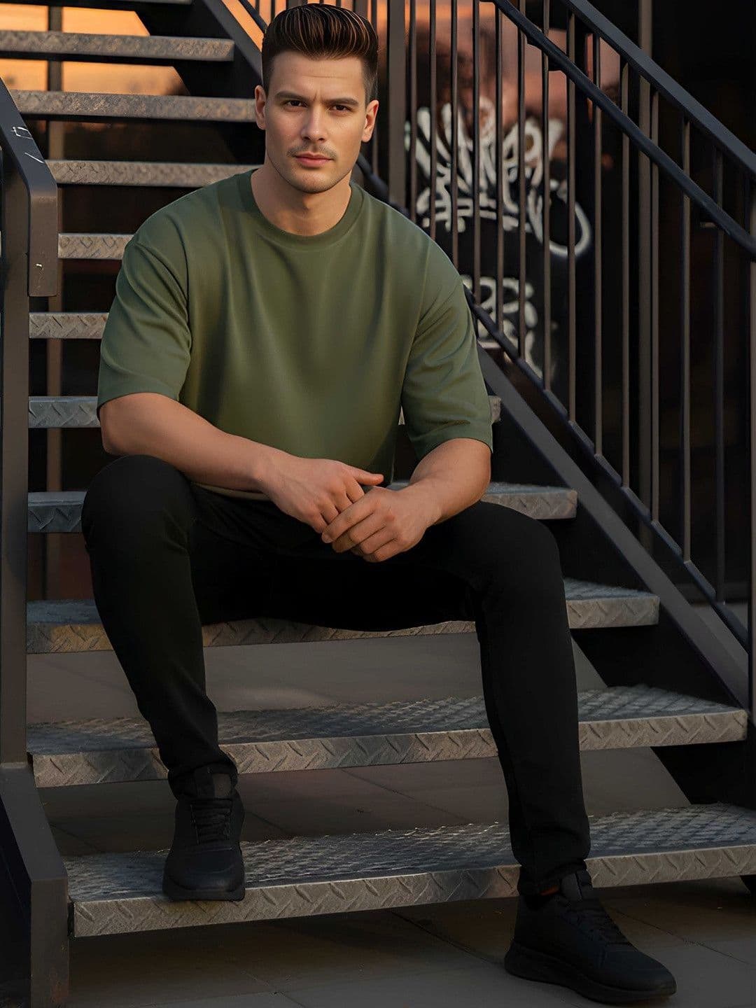 SYMBLANCE Men Printed Drop-Shoulder Sleeves T-shirt thumbnail 5