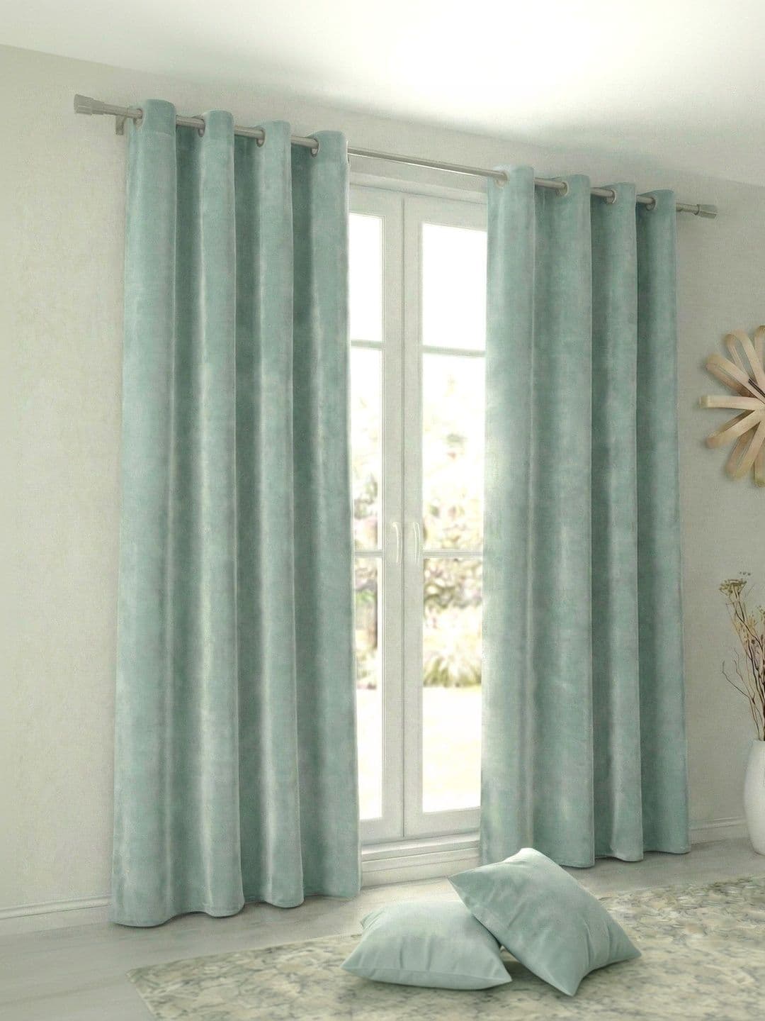 Home Spark Sea Green Set of 2 Room Darkening Door Curtain - view 1