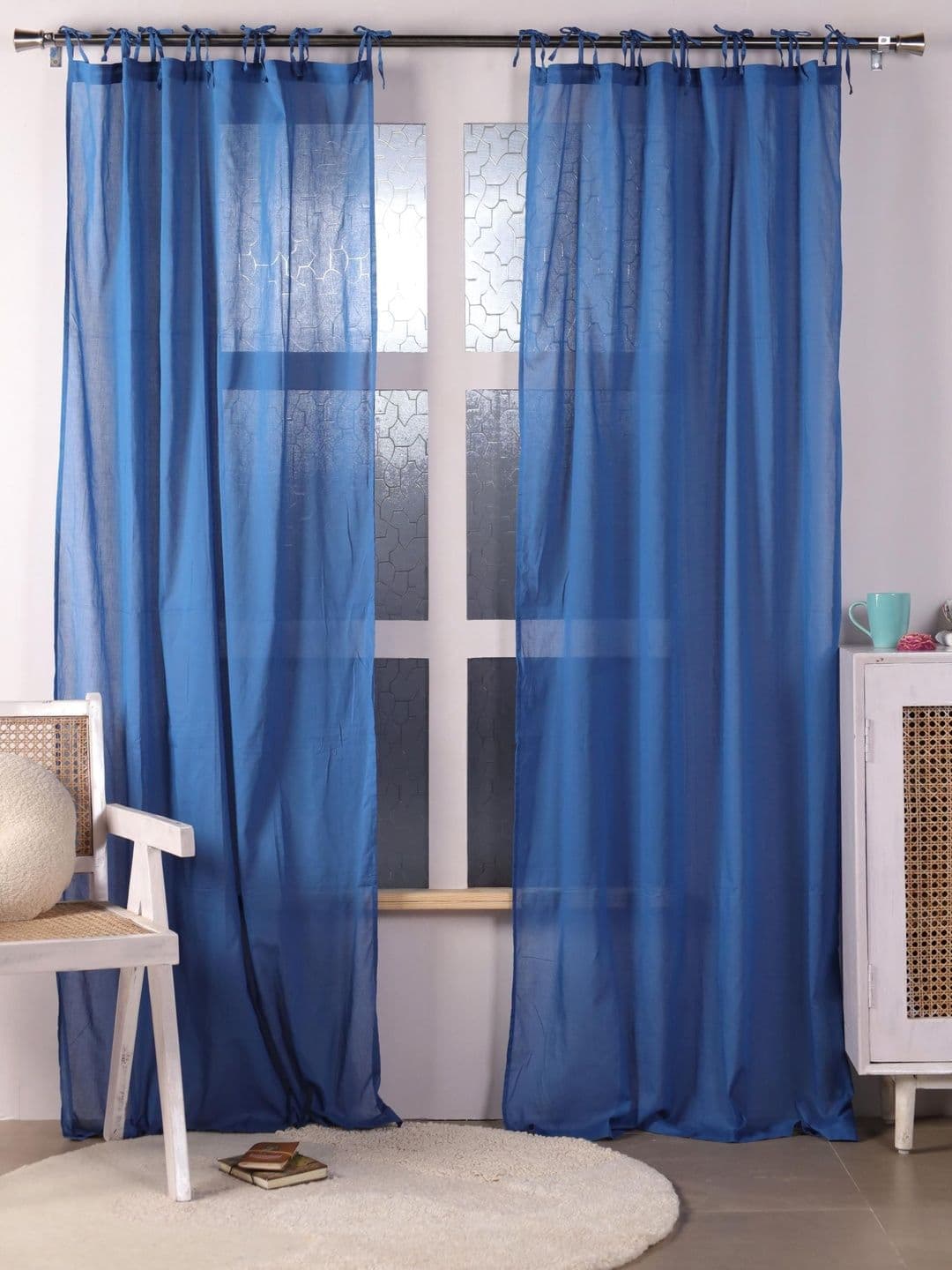 Gulaab Jaipur Blue Set of 2 Sheer Window Curtain thumbnail 3