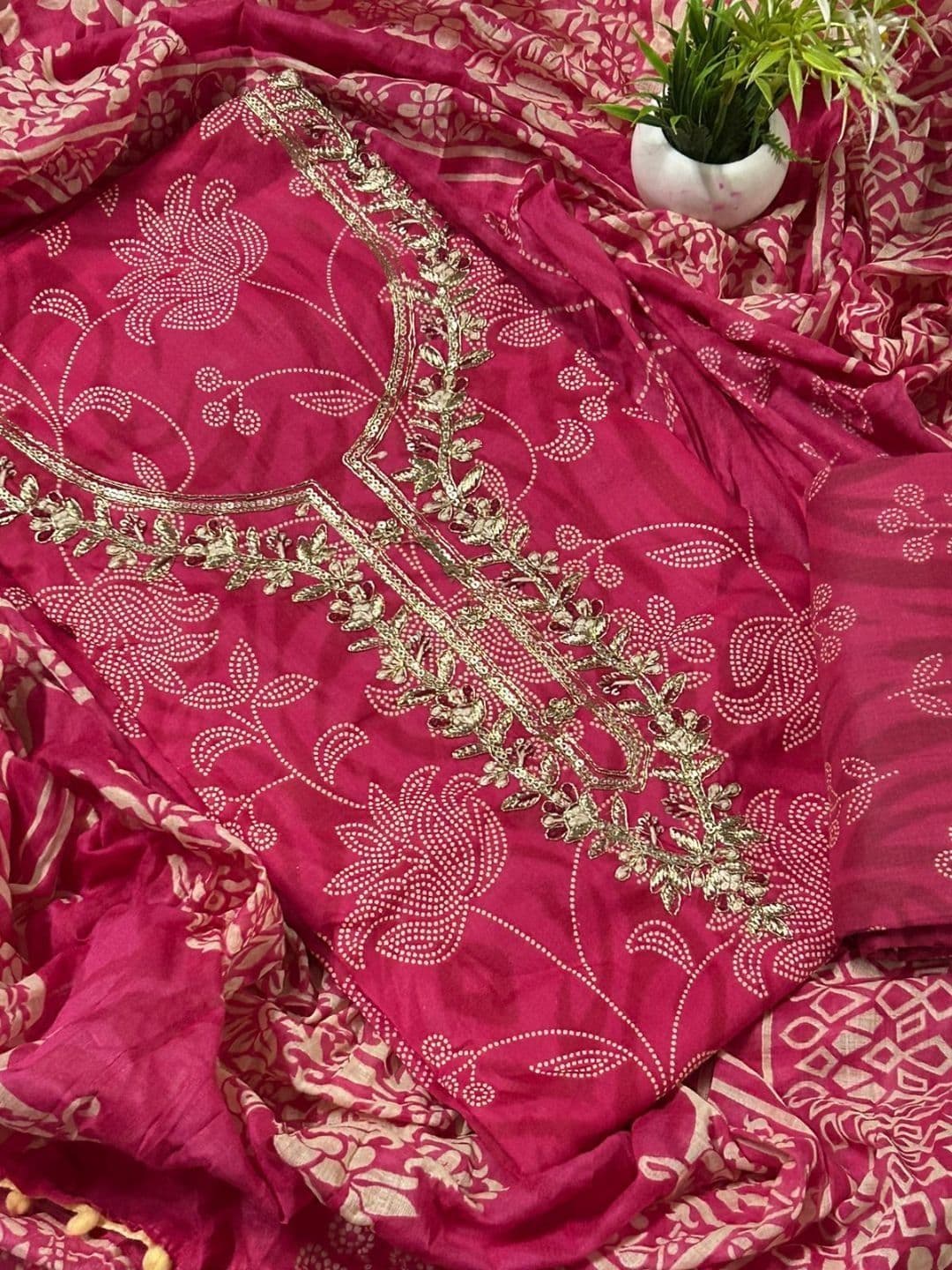EJS Embroidered Pure Cotton Unstitched Pure Cotton Dress Material thumbnail 5