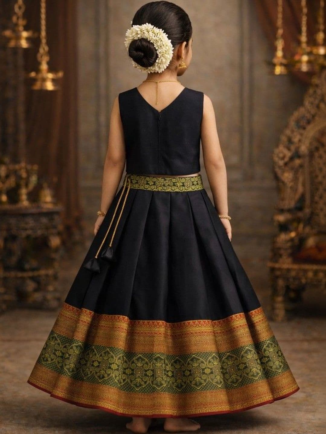 Xepon Girls Embellished Ready to Wear Lehenga & thumbnail 4