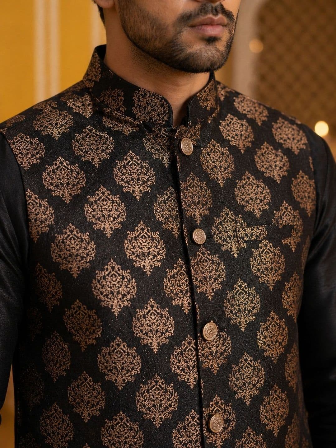 Jompers Printed Satin Nehru Jackets thumbnail 4