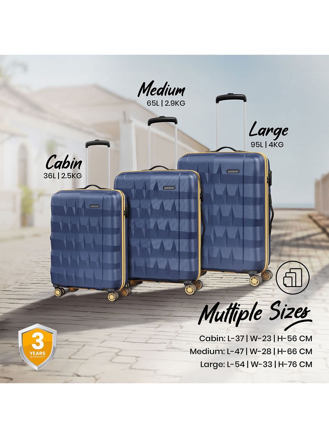 Aristocrat Comet Blue Medium Hard Luggage 66cm Check-in Trolley Bag With Smooth 8-Wheel thumbnail 3