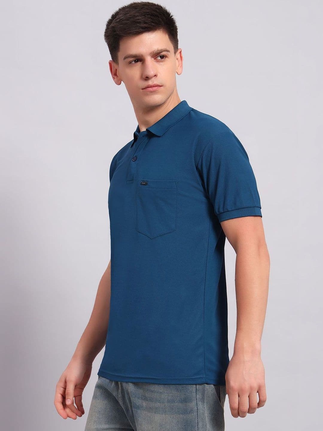 Resilience Blue Polo Collar Regular Fit T-shirt for Men thumbnail 5