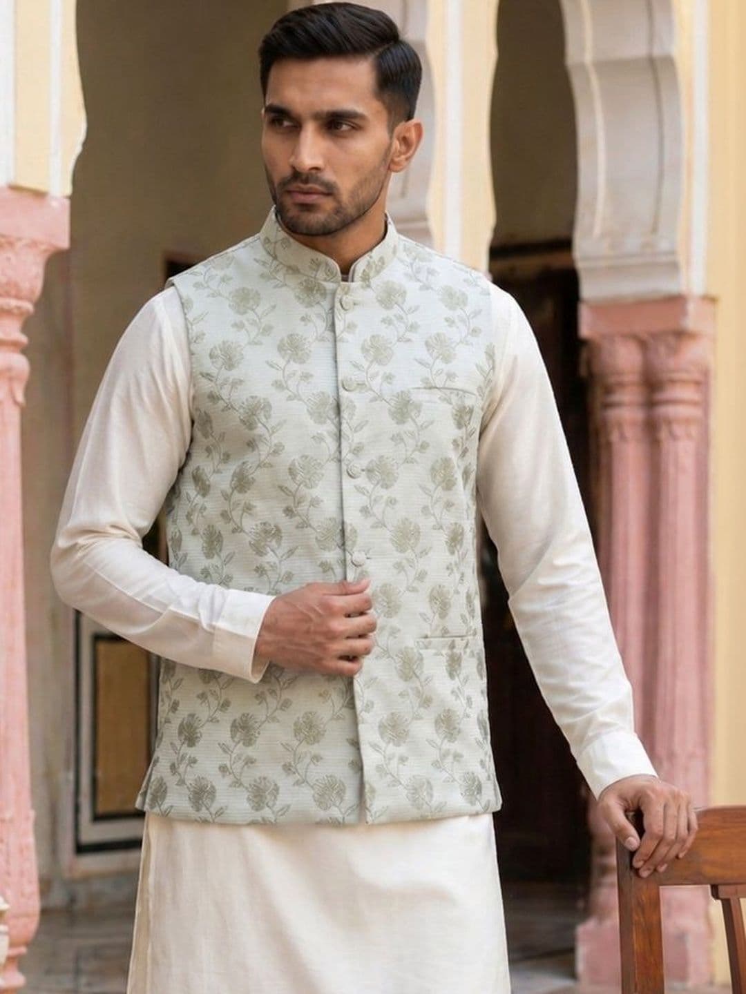 Jompers Printed Satin Nehru Jackets thumbnail 3