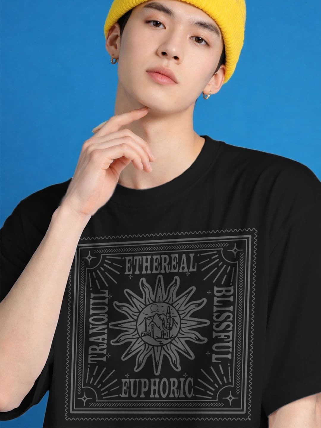 The Roadster Lifestyle Co Printed Organic Cotton Round Neck Oversized Tshirts thumbnail 4