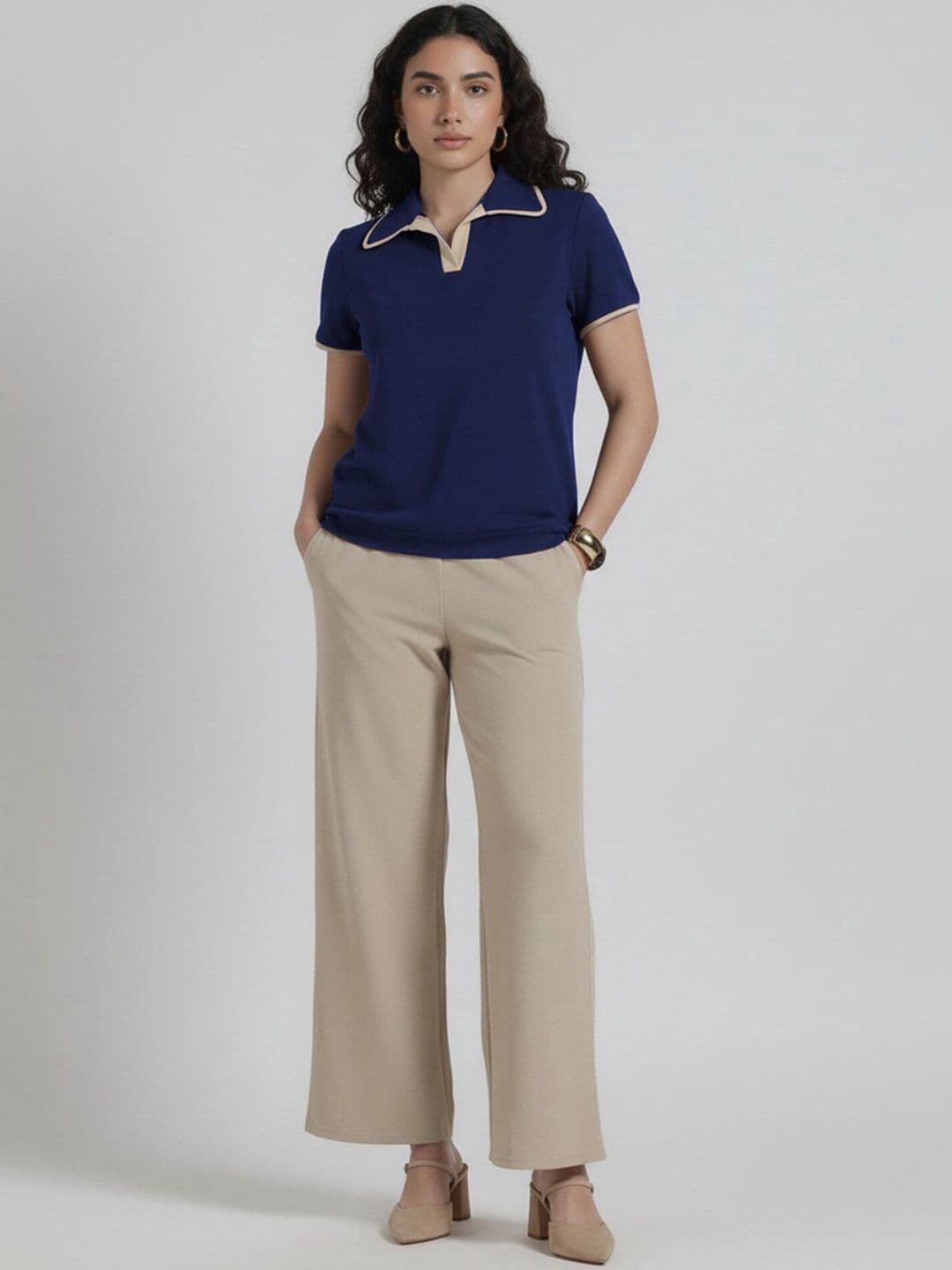 glitchez Solid Top with Palazzos thumbnail 2