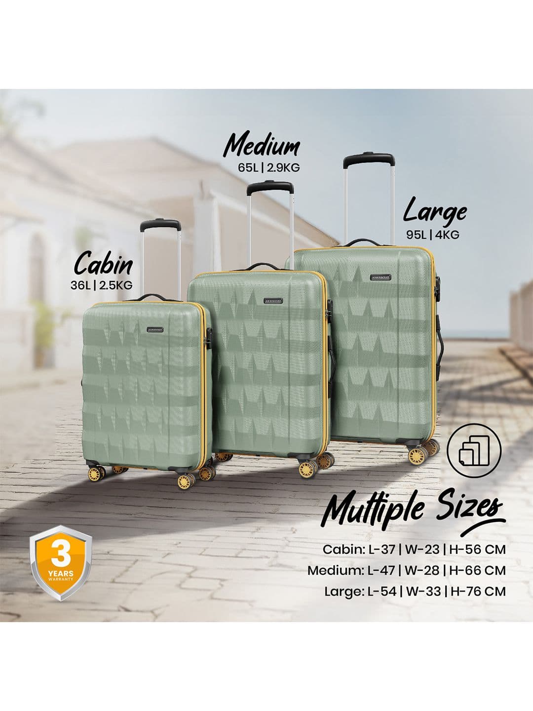 Aristocrat Comet Green Large Hard Luggage 76cm Check-in Trolley Bag with Smooth 8-Wheel thumbnail 6
