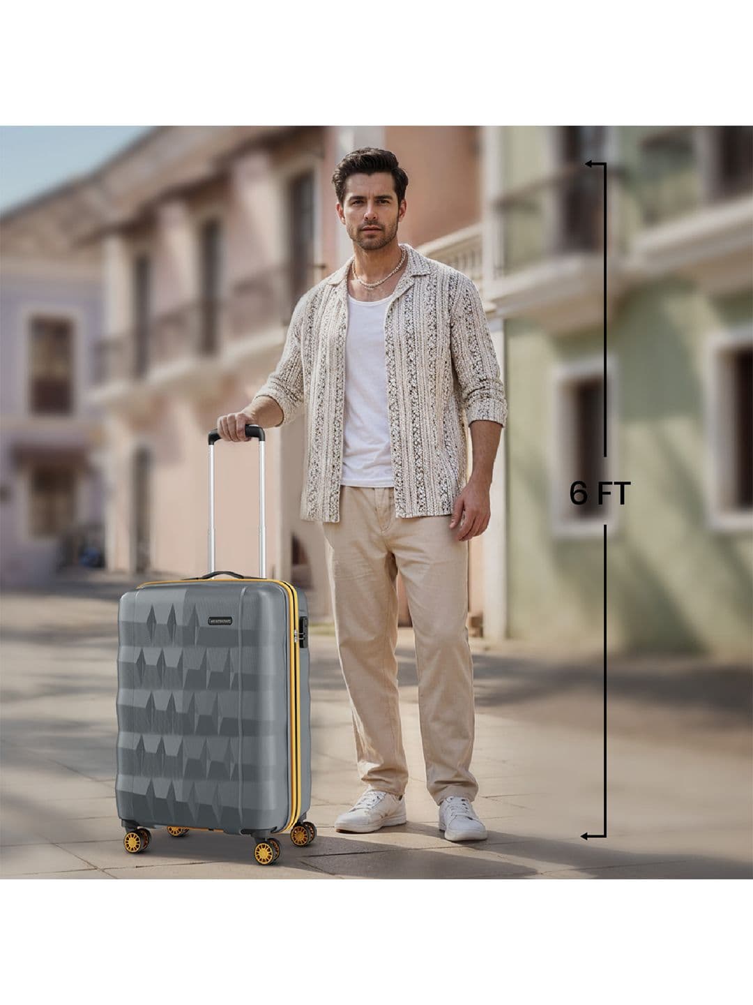 Aristocrat Comet Grey Small Hard Luggage 56cm Cabin Trolley Bag with Smooth 8-Wheel thumbnail 2