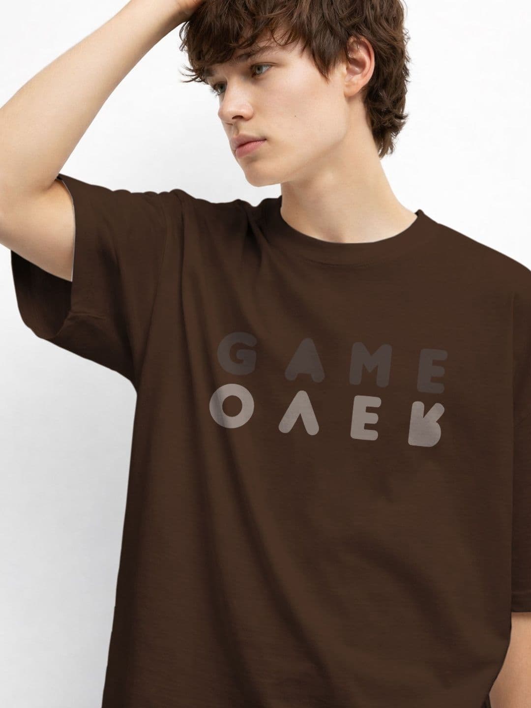 The Roadster Lifestyle Co Printed Organic Cotton Round Neck Oversized Tshirt thumbnail 2