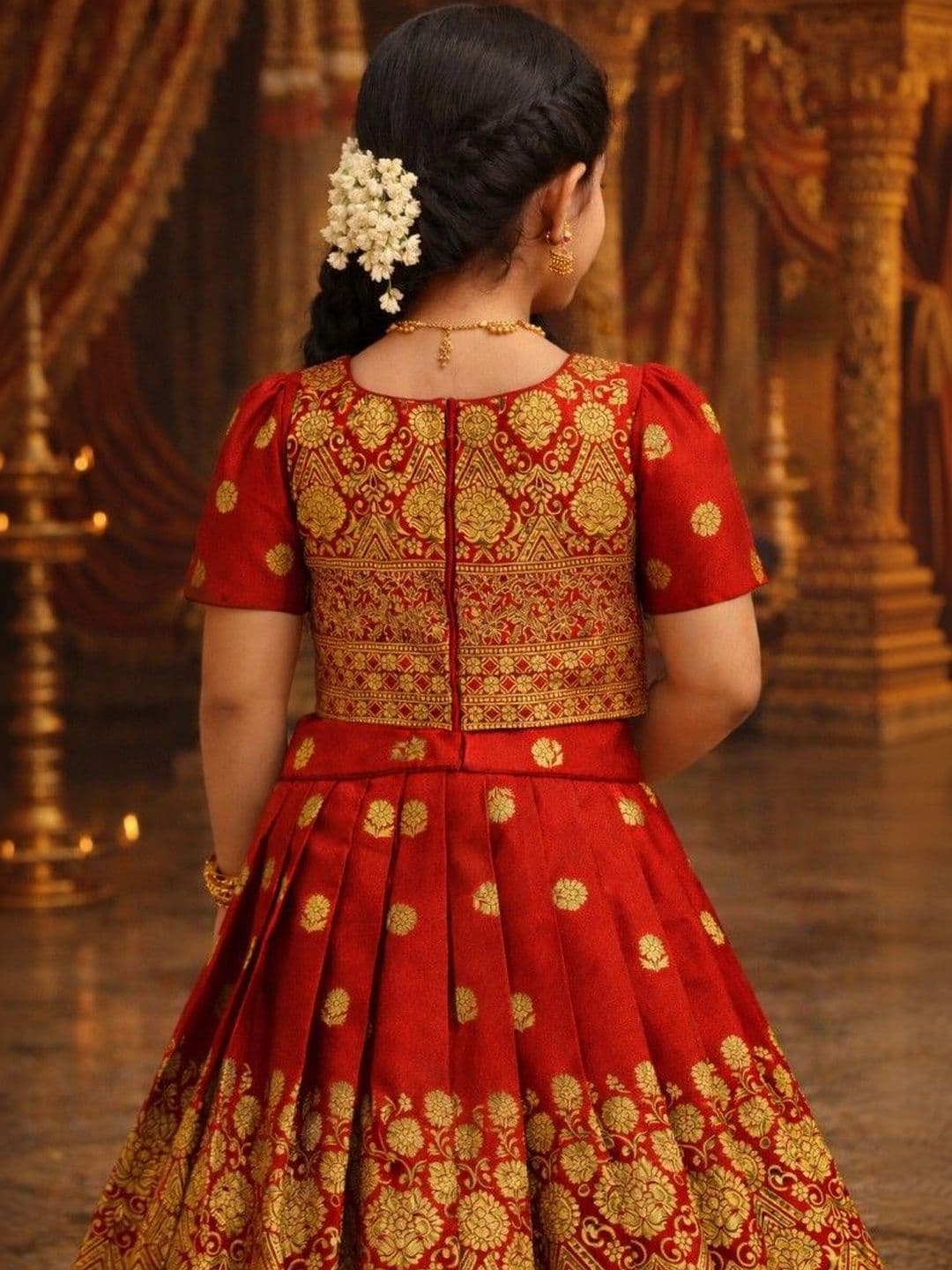 Xepon Girls Embroidered Ready to Wear Lehenga & thumbnail 3