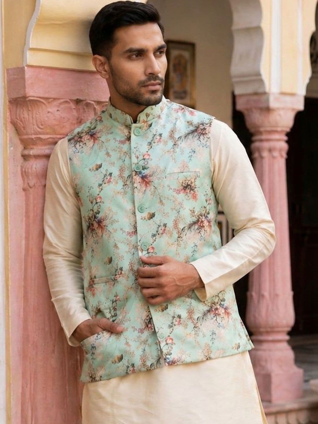 Jompers Printed Satin Nehru Jackets thumbnail 3
