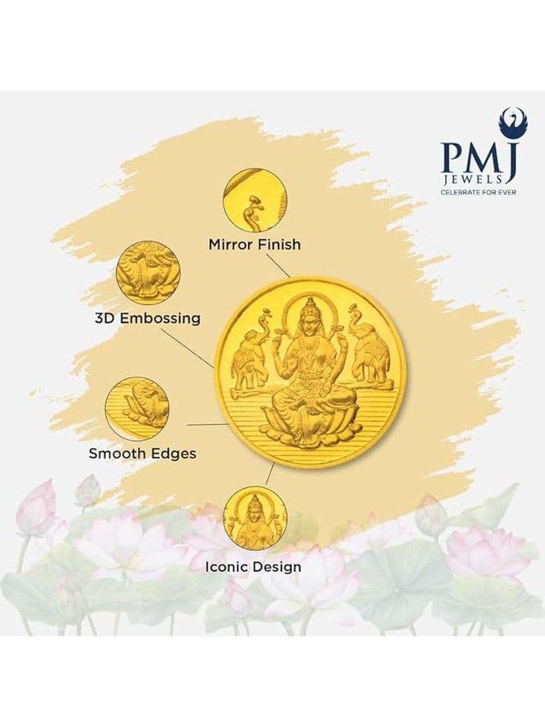 PMJ Jewels Goddess Lakshmi 22KT (916) Gold Coin - 1 g thumbnail 4