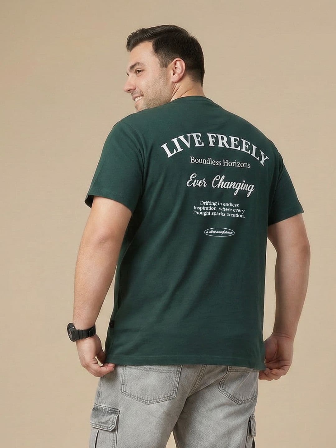 Sztori Plus Size Typography Printed Pure Cotton T-shirt thumbnail 6