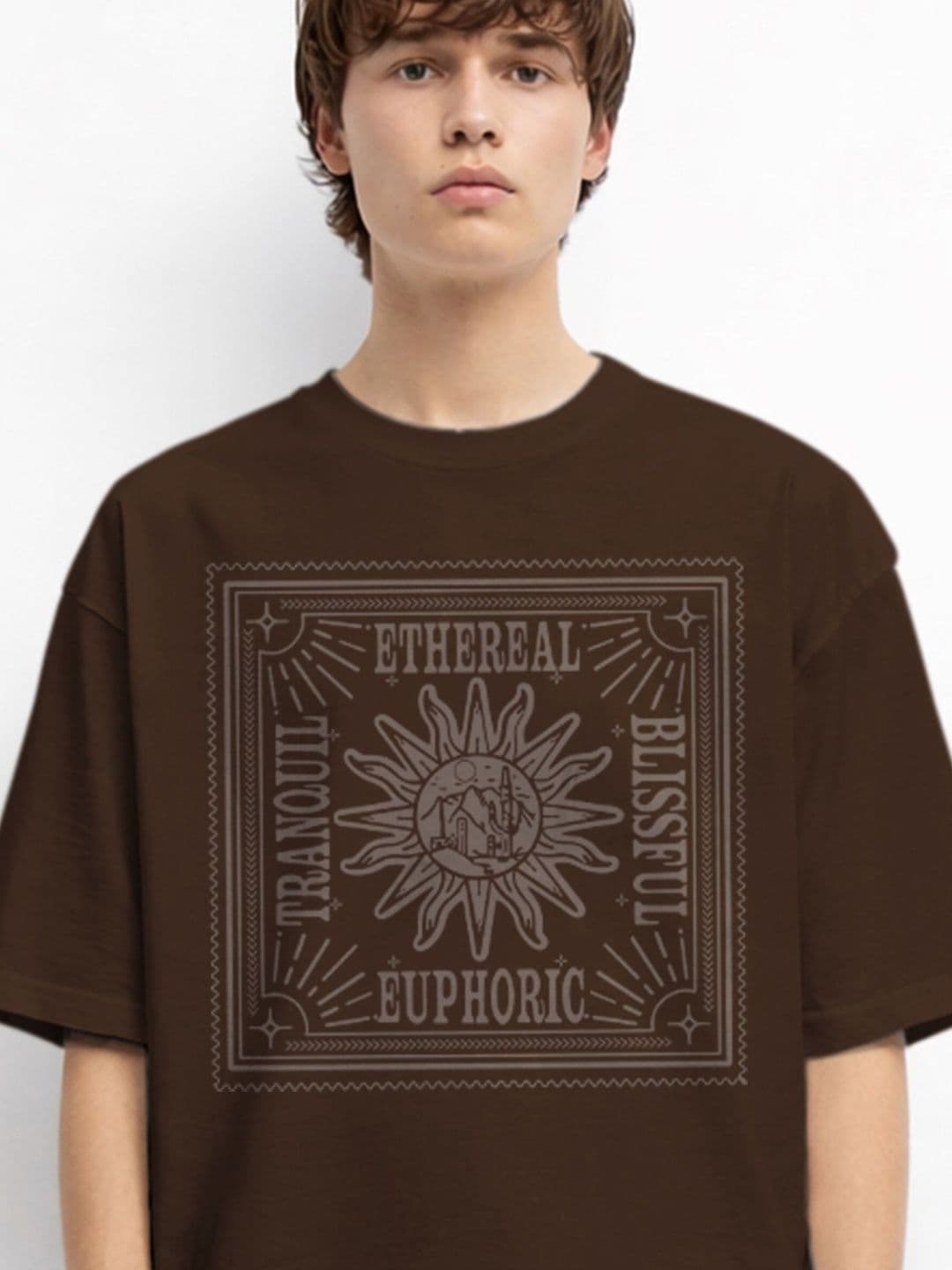 The Roadster Lifestyle Co Printed Organic Cotton Round Neck Oversized Tshirts thumbnail 2
