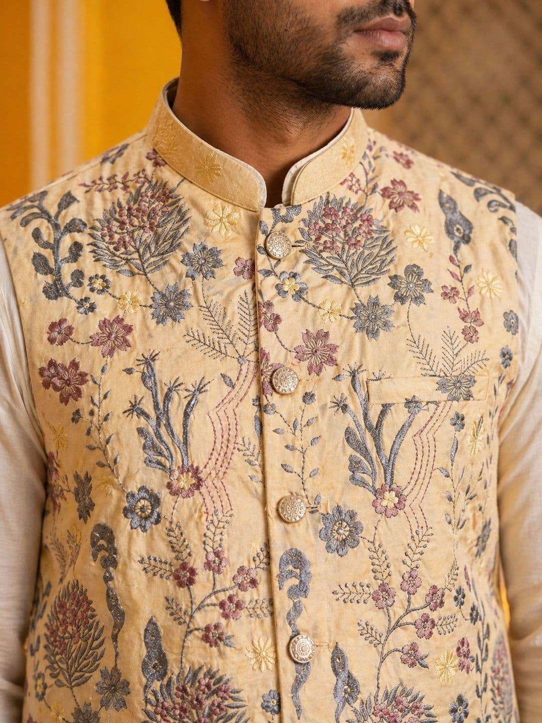Jompers Printed Satin Nehru Jackets thumbnail 2