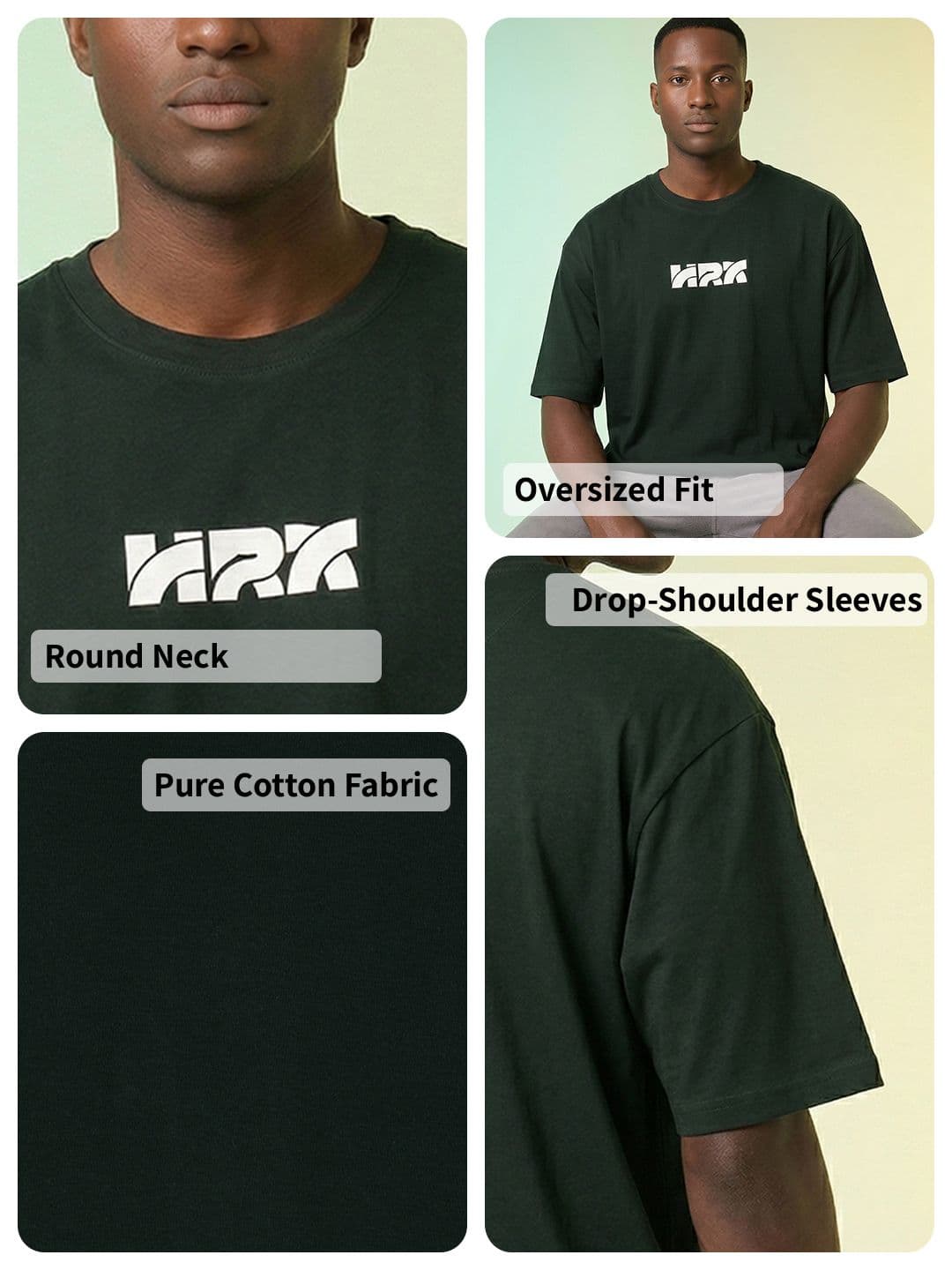 HRX by Hrithik Roshan Brand Logo Printed Pure Cotton Oversized T-shirt thumbnail 5