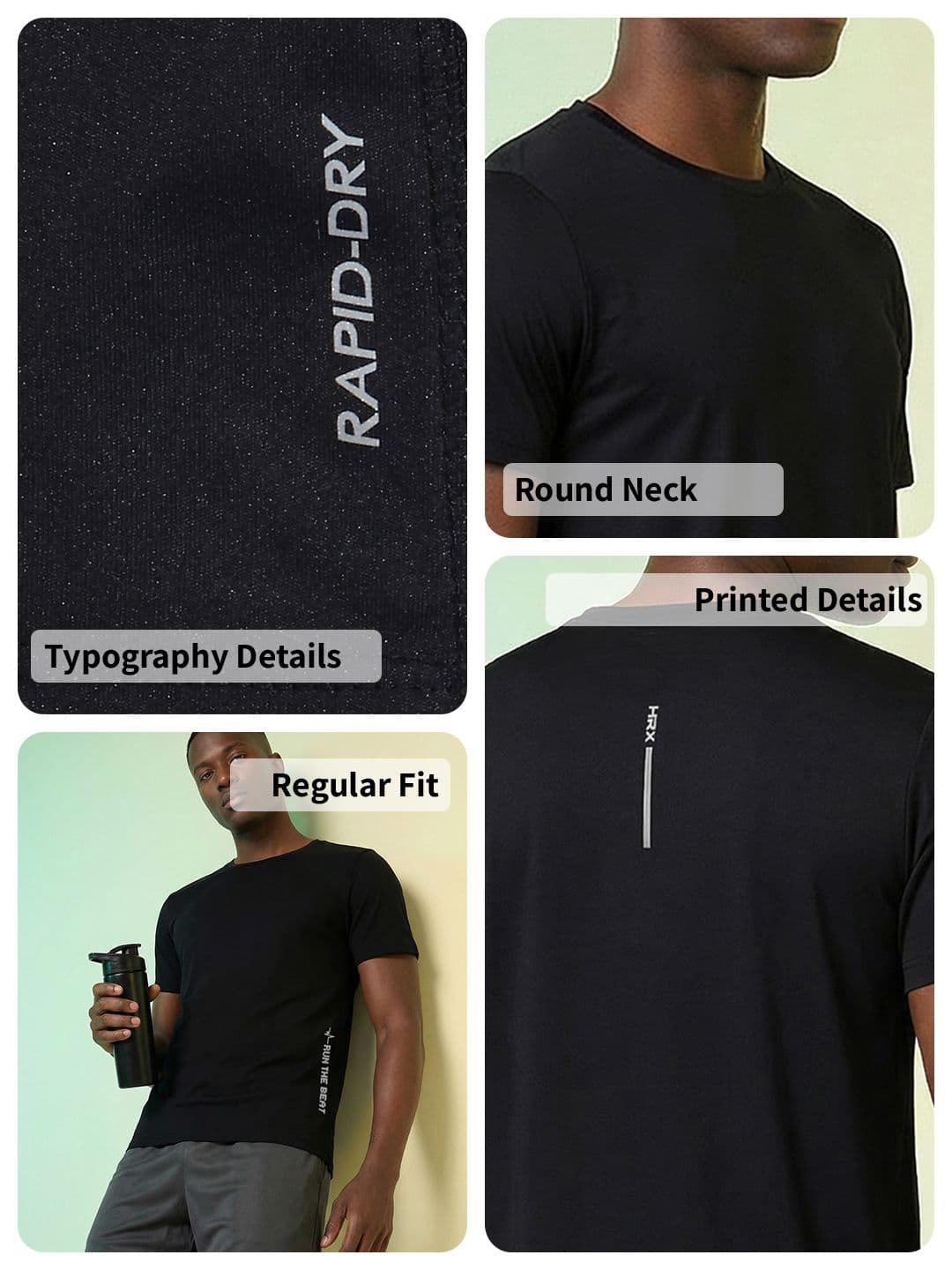 HRX by Hrithik Roshan Typography Printed Running T-shirt thumbnail 6