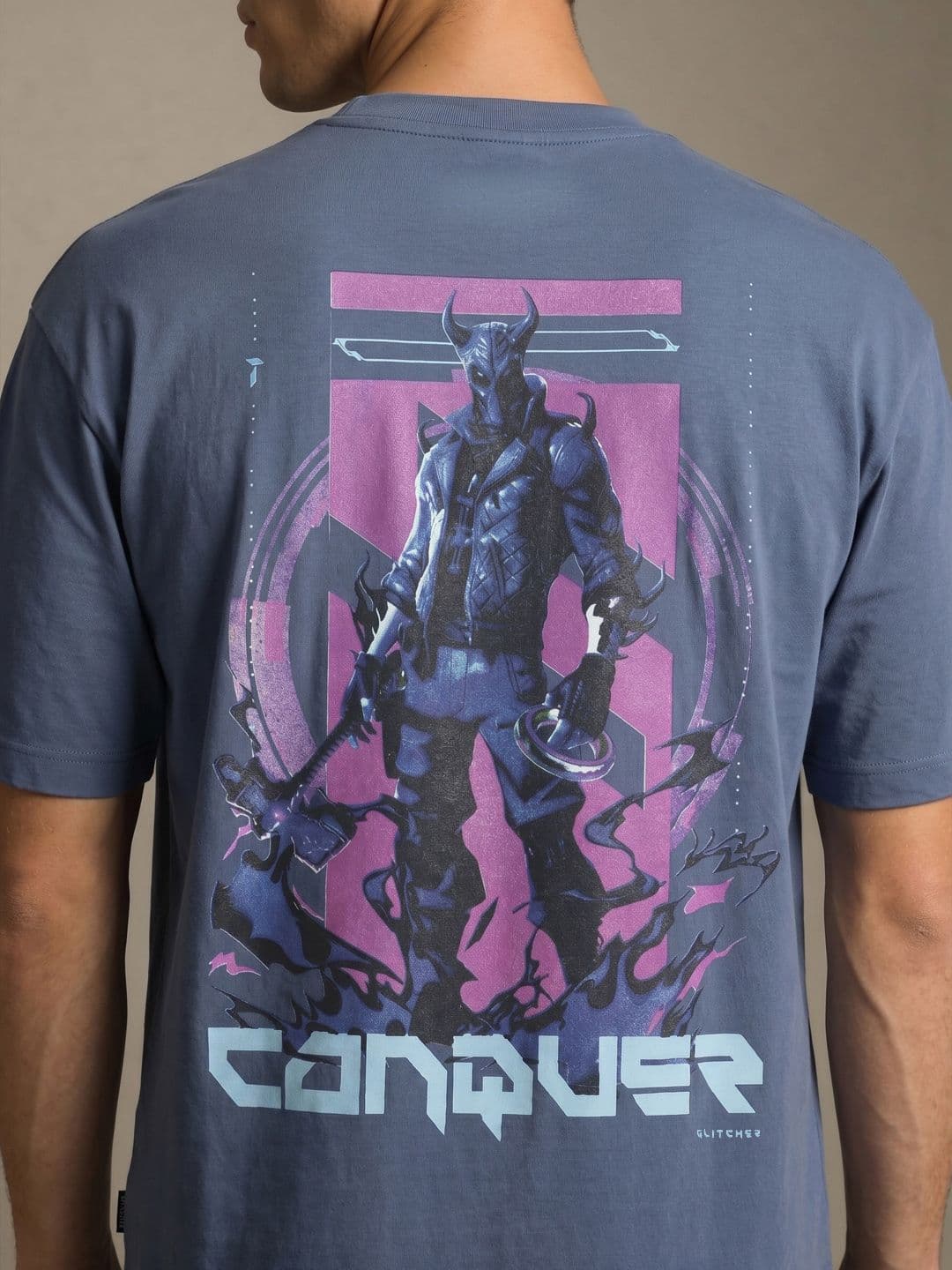 glitchez Conquer Batman Superhero Printed Oversized Fit T-shirt thumbnail 4
