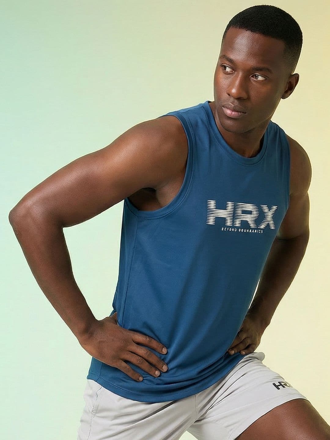 HRX by Hrithik Roshan Brand Logo Printed Rapid Dry Training T-shirt thumbnail 3