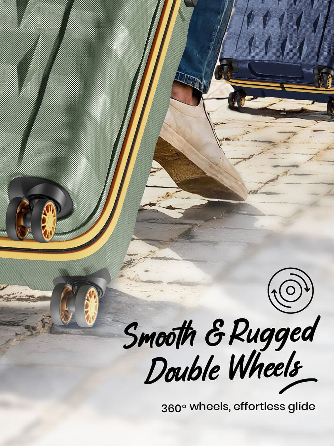 Aristocrat Comet Green Small Hard Luggage 56cm Cabin Trolley Bag with Smooth 8-Wheel thumbnail 3