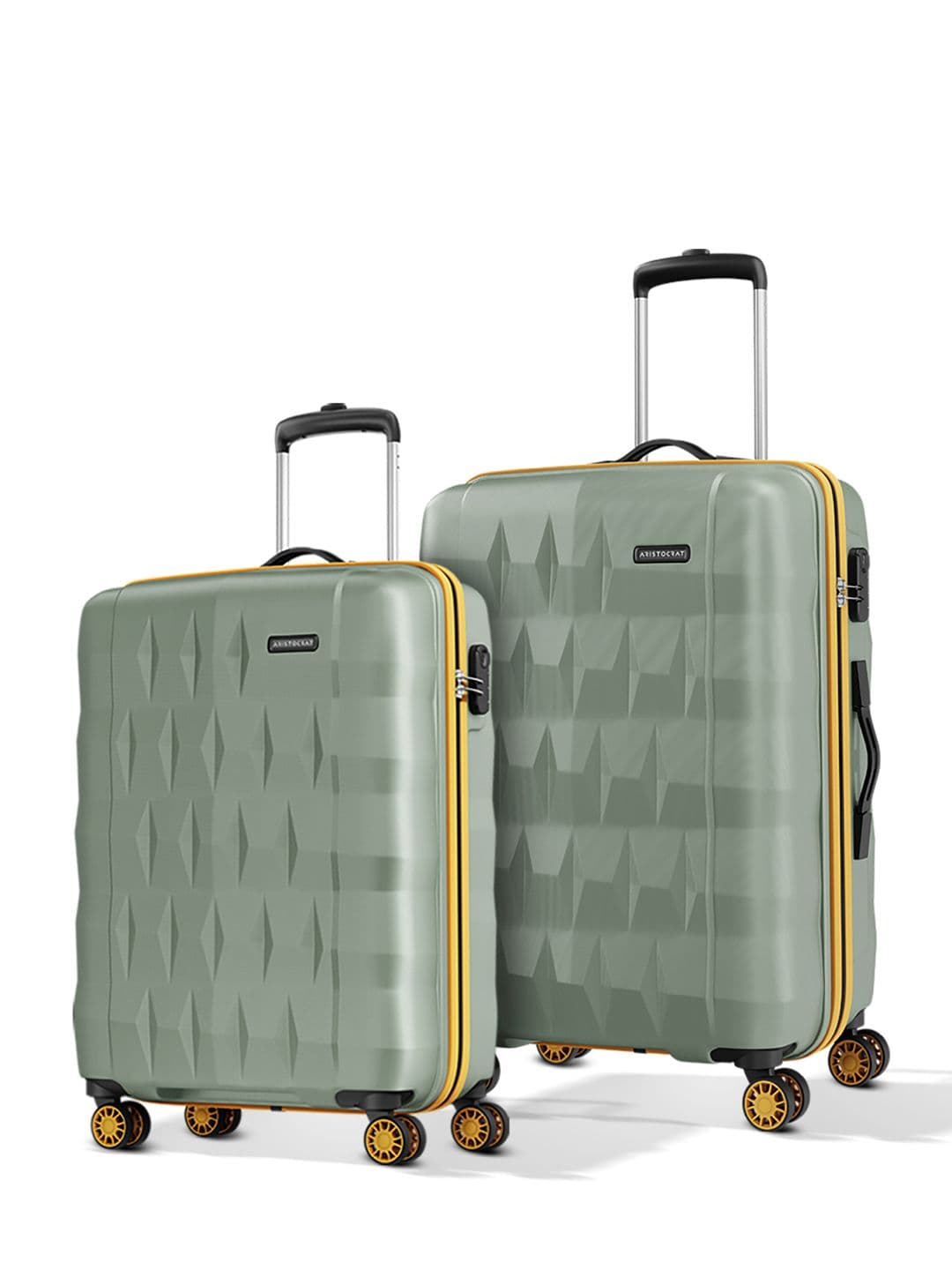 Aristocrat Comet Green Set of 2 Small & Medium Hard 56 & 66cm Trolley Bag with Smooth 8-Wheel - view 1
