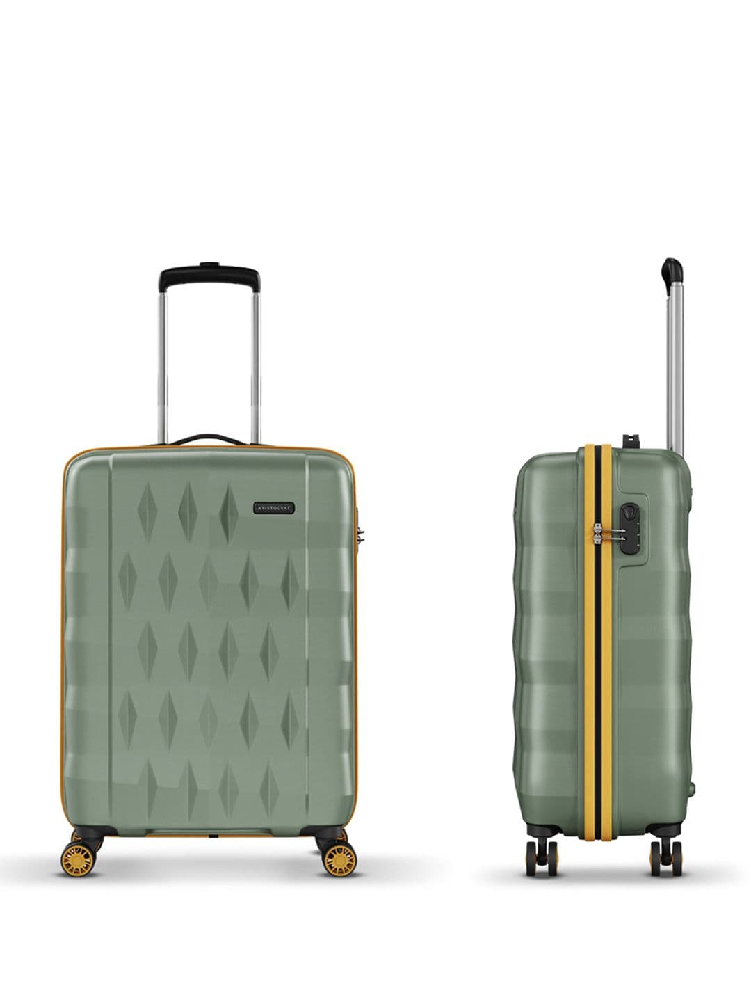 Aristocrat Comet Green Small Hard Luggage 56cm Cabin Trolley Bag with Smooth 8-Wheel thumbnail 7
