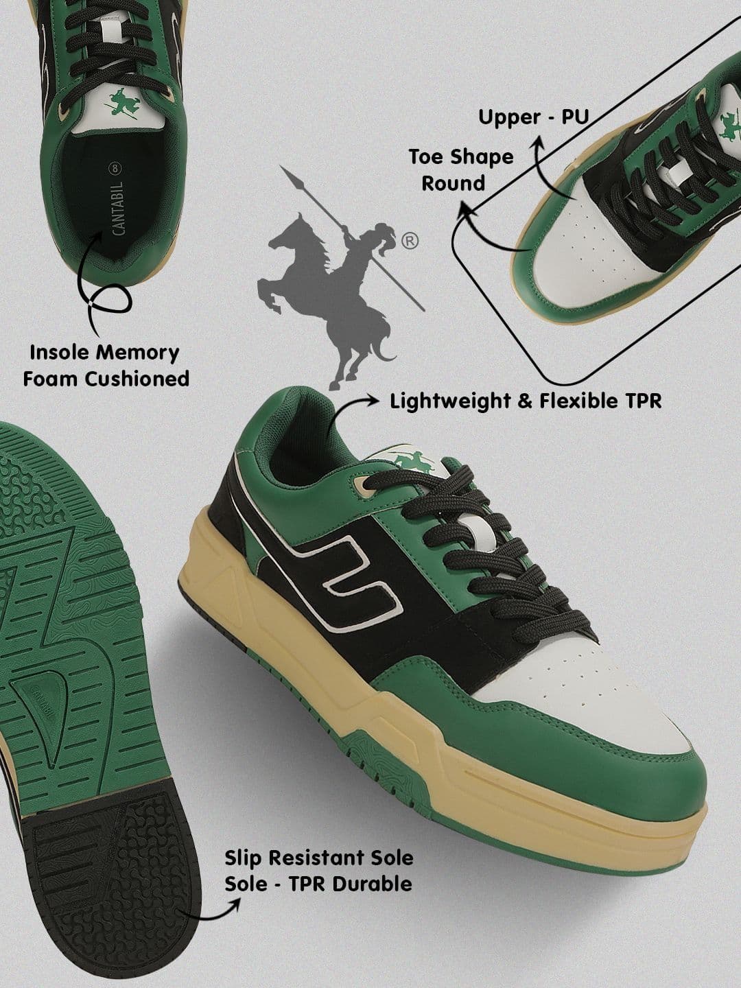 Cantabil Men Colourblocked PU Sneakers thumbnail 3
