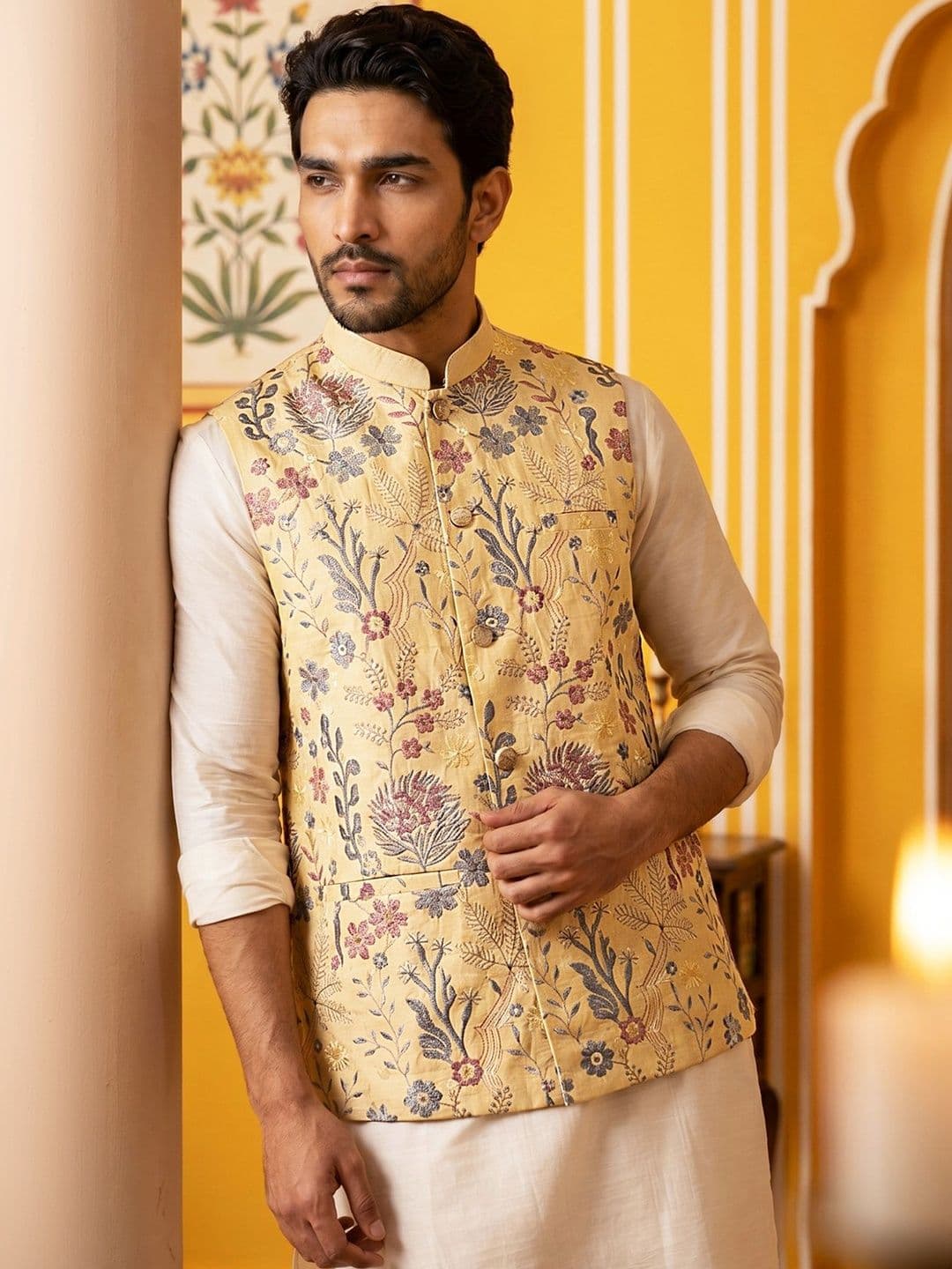 Jompers Printed Satin Nehru Jackets - view 1