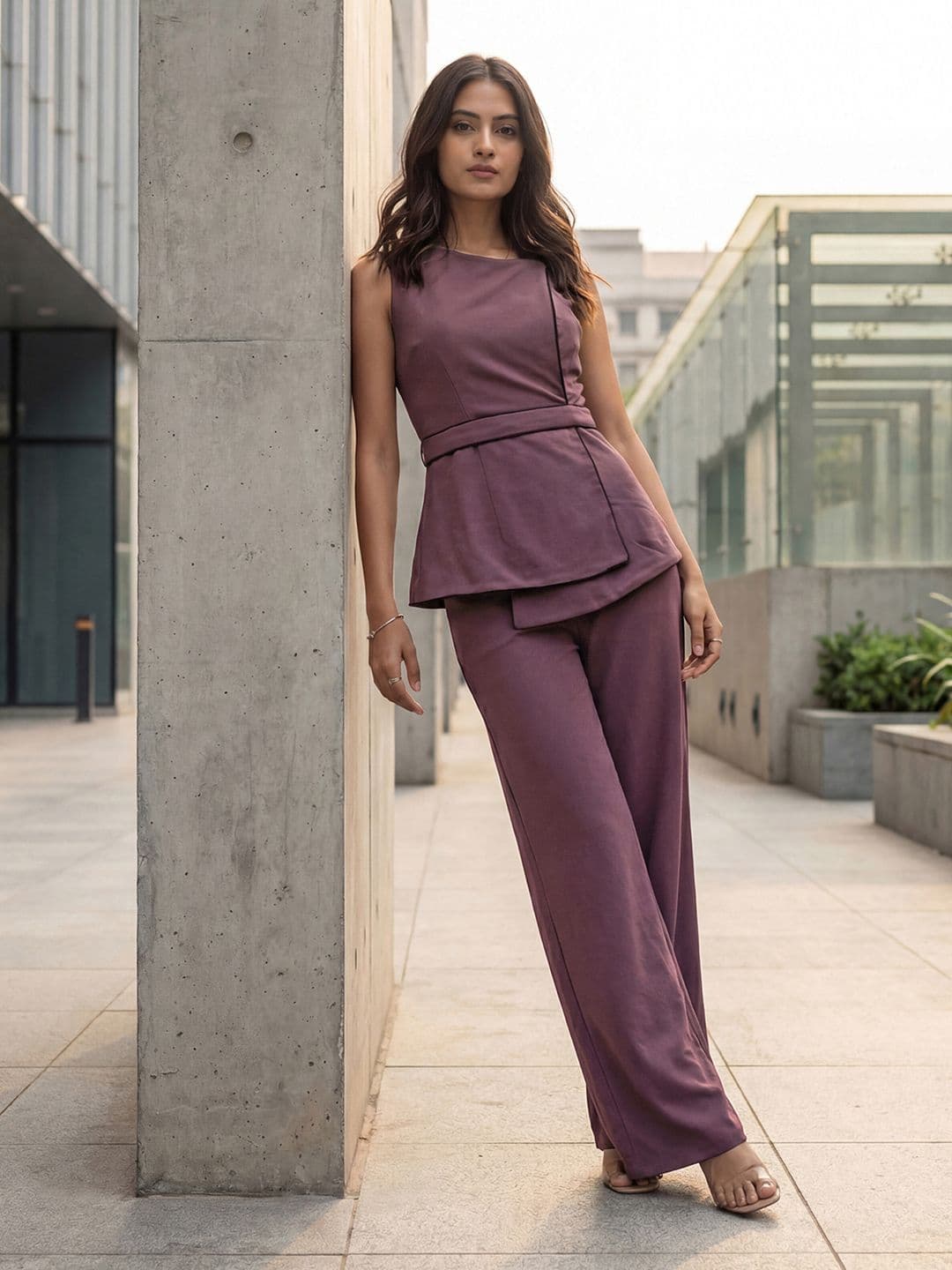 Selvia Sleeveless Round Neck Top with Trousers thumbnail 3