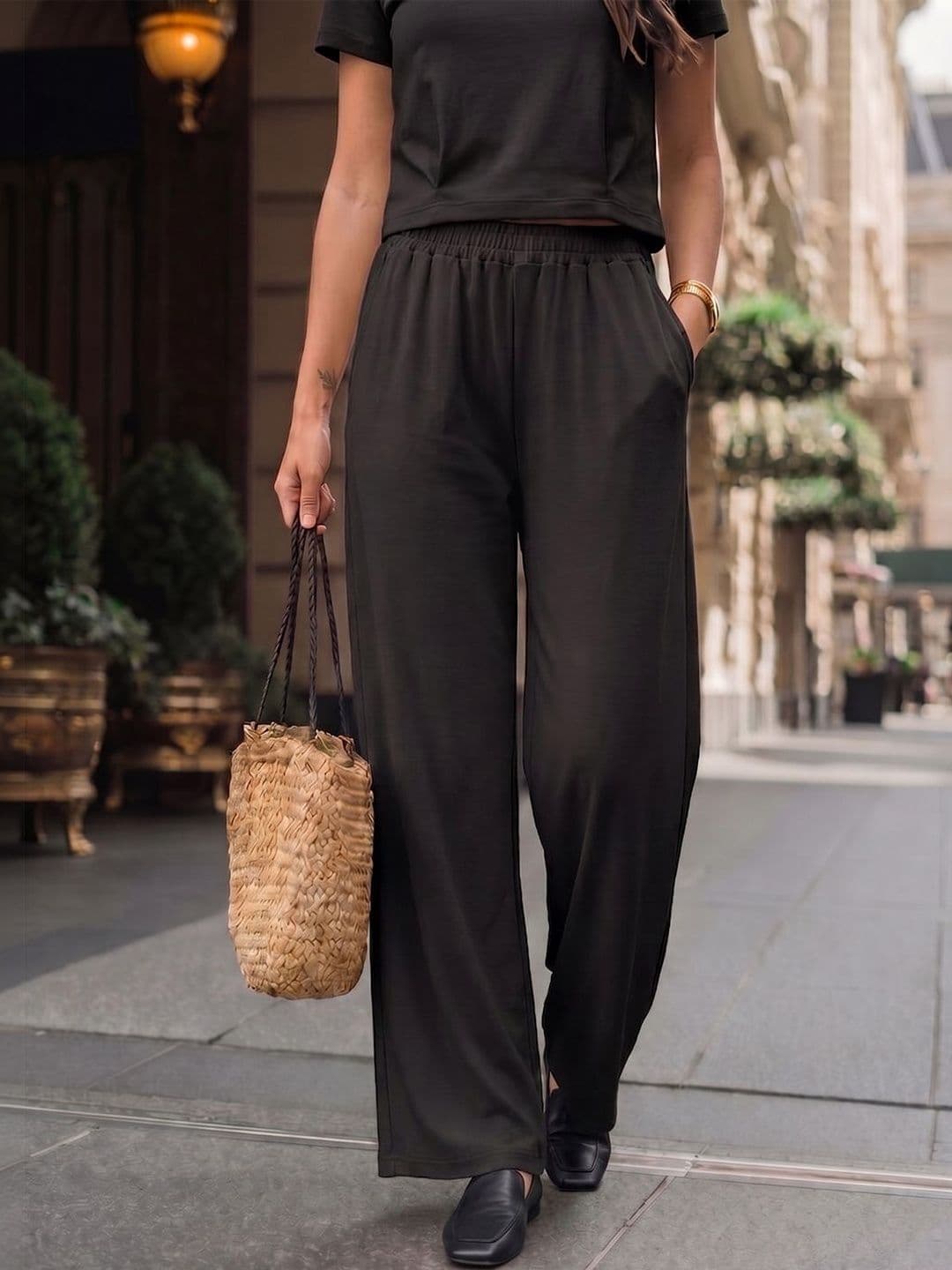 Moda Rapido Solid T-Shirt With Trousers Set thumbnail 6