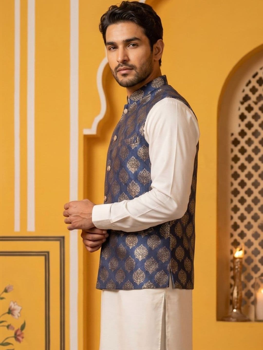 Jompers Printed Satin Nehru Jackets thumbnail 6