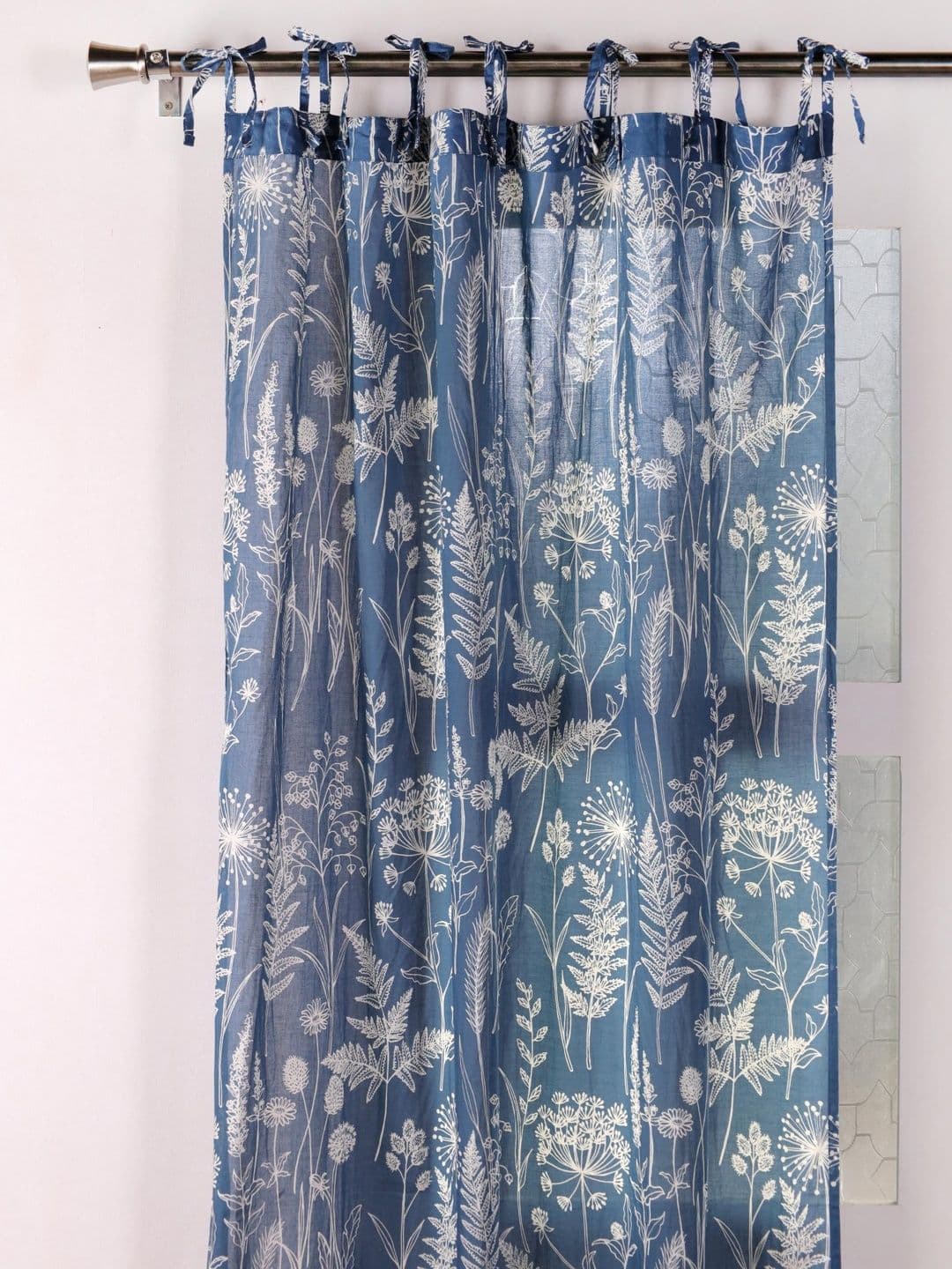 Gulaab Jaipur Blue & White Set of 2 Floral Window Curtain thumbnail 3