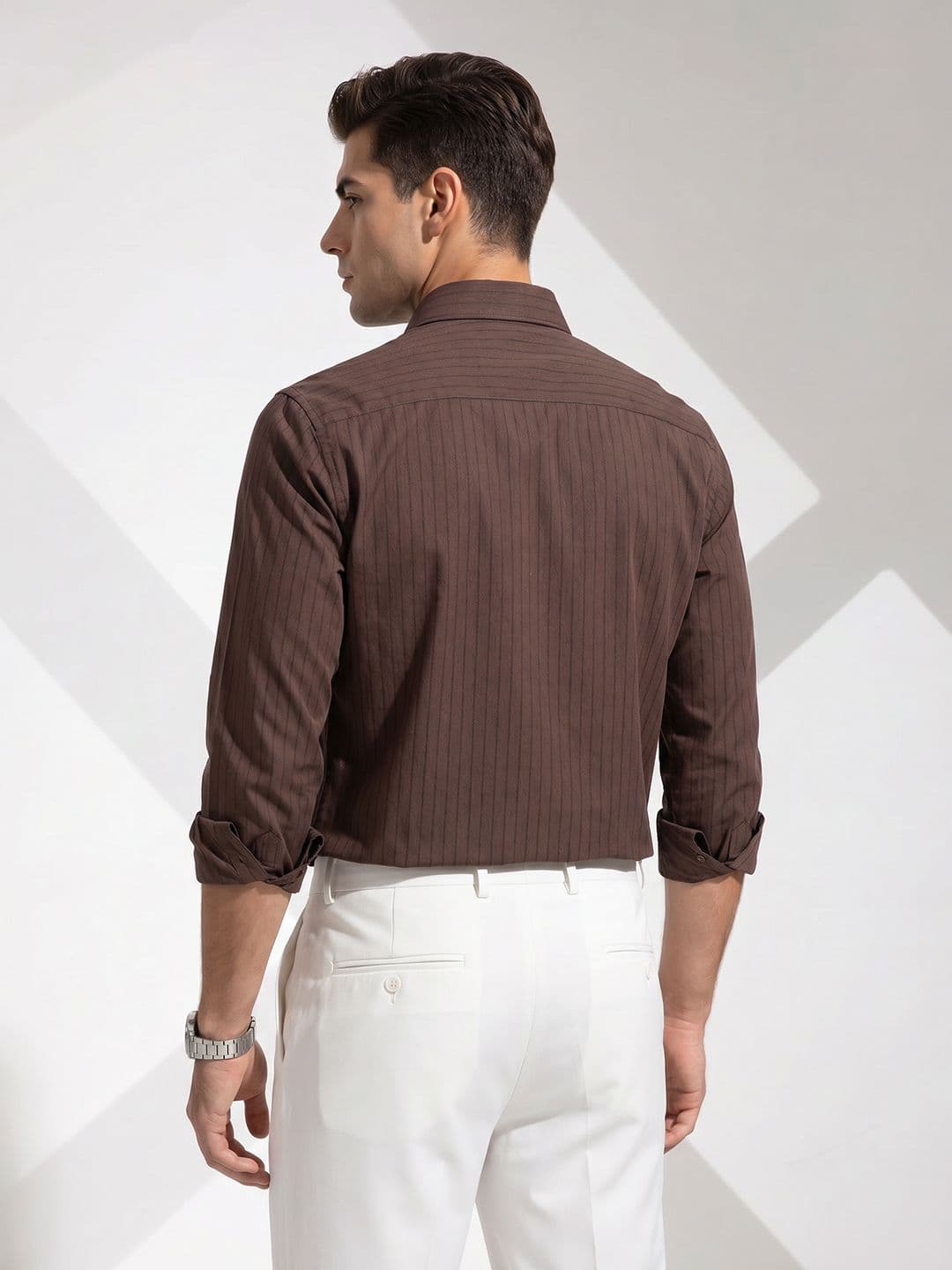 INVICTUS Vertical Striped Slim-Fit Pure Cotton Formal Shirt thumbnail 6
