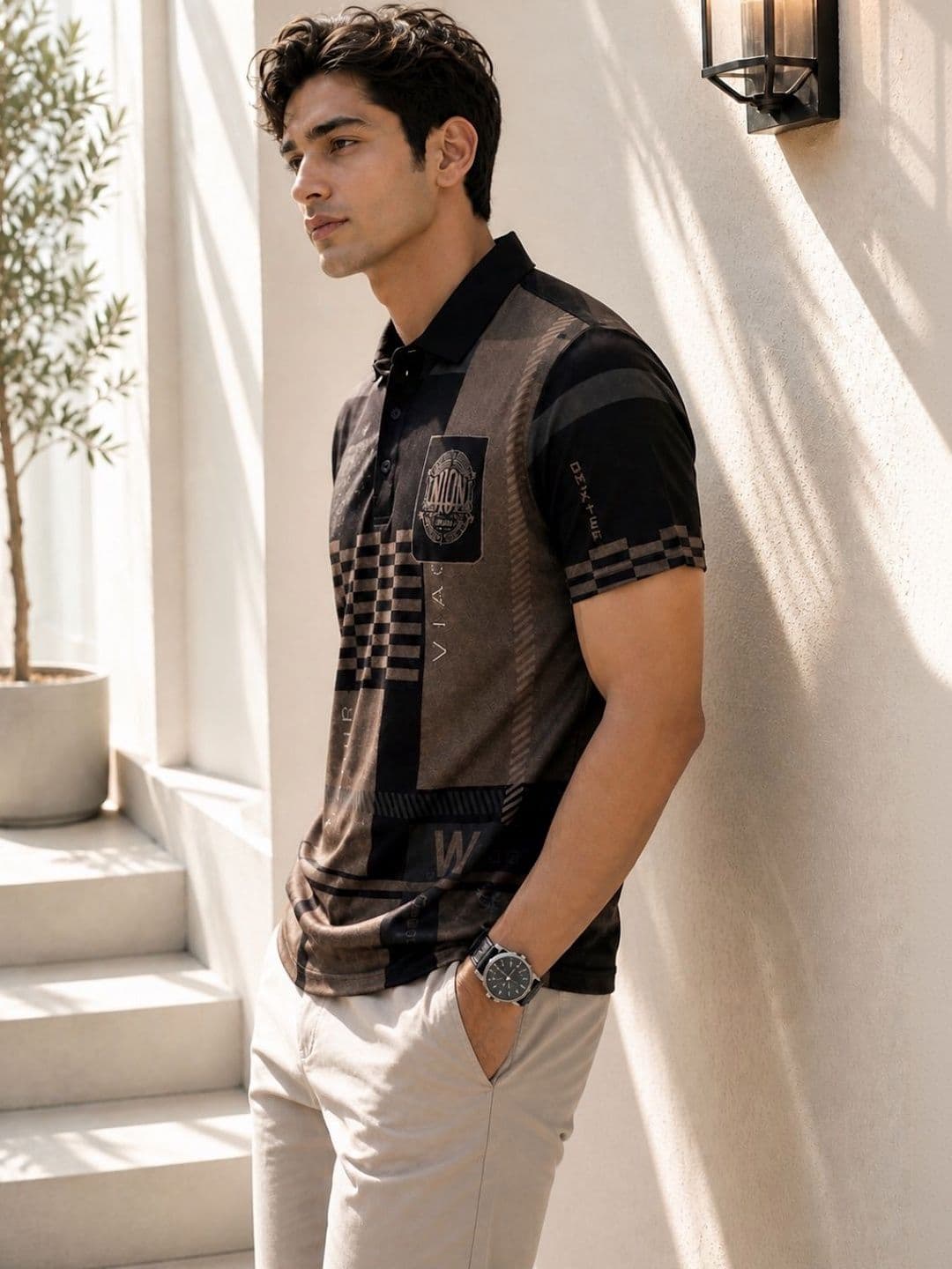 TAZO Men Printed Polo Collar Pockets T-shirt thumbnail 4