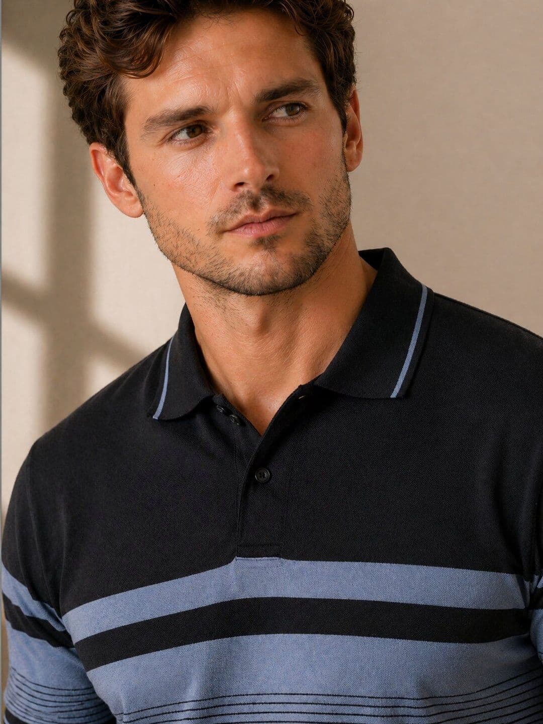 Mentor Men Striped Polo Collar T-shirt thumbnail 5