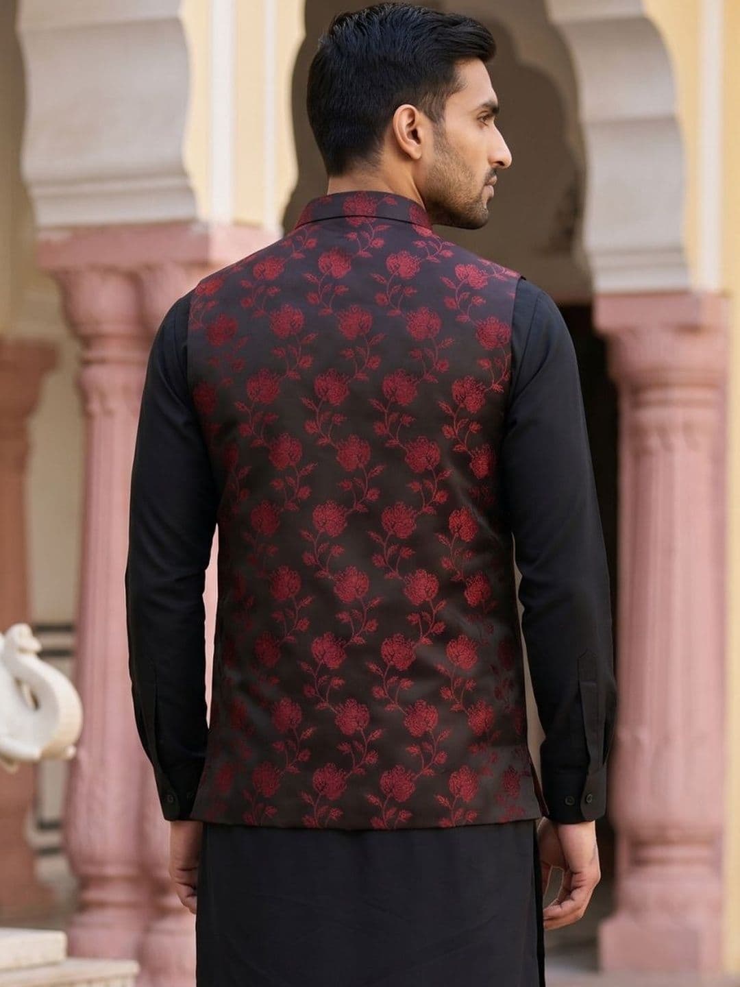 Jompers Printed Satin Nehru Jackets thumbnail 3