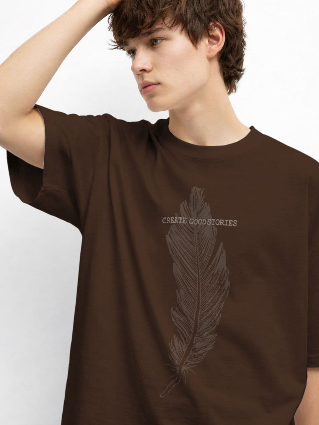 The Roadster Lifestyle Co Printed Organic Cotton Round Neck Oversized Tshirt thumbnail 5