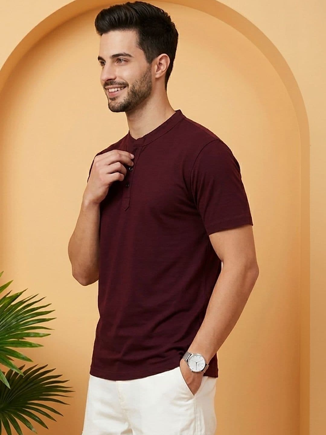 UNIBERRY JEANS Men Henley Neck T-shirt thumbnail 4