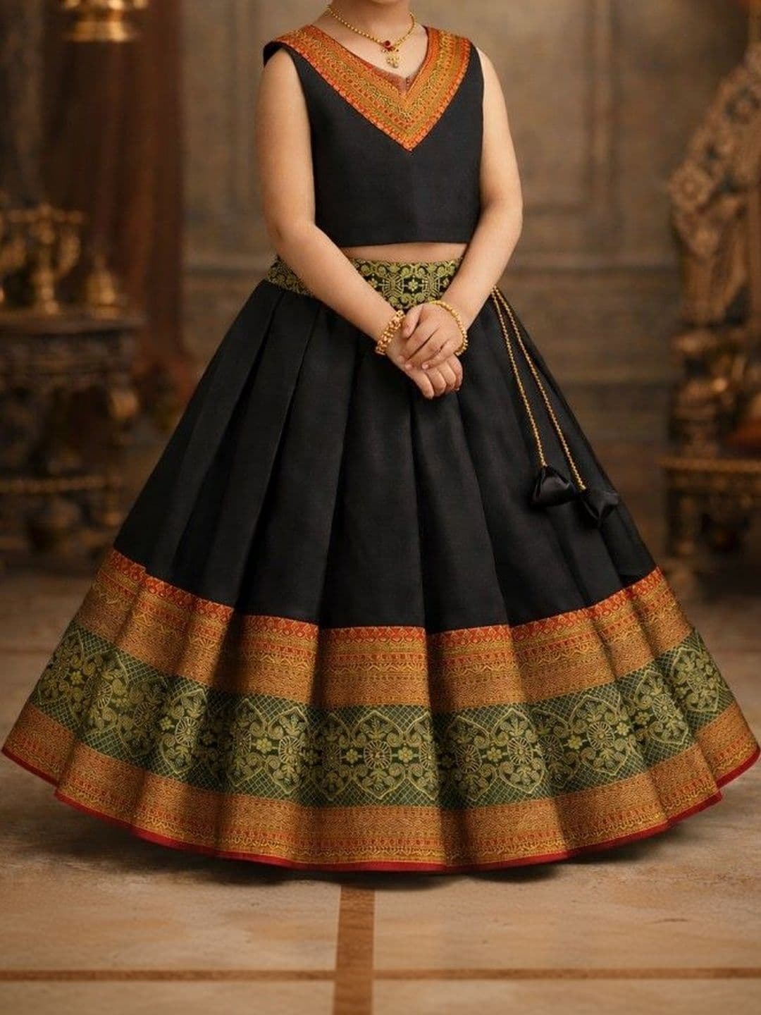Xepon Girls Embellished Ready to Wear Lehenga & thumbnail 2
