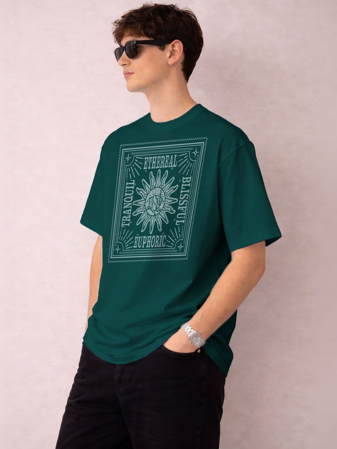 The Roadster Lifestyle Co Printed Organic Cotton Round Neck Oversized Tshirts thumbnail 4