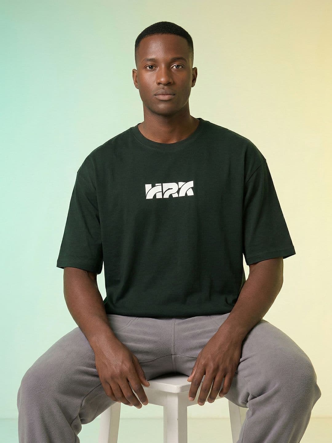 HRX by Hrithik Roshan Brand Logo Printed Pure Cotton Oversized T-shirt thumbnail 3
