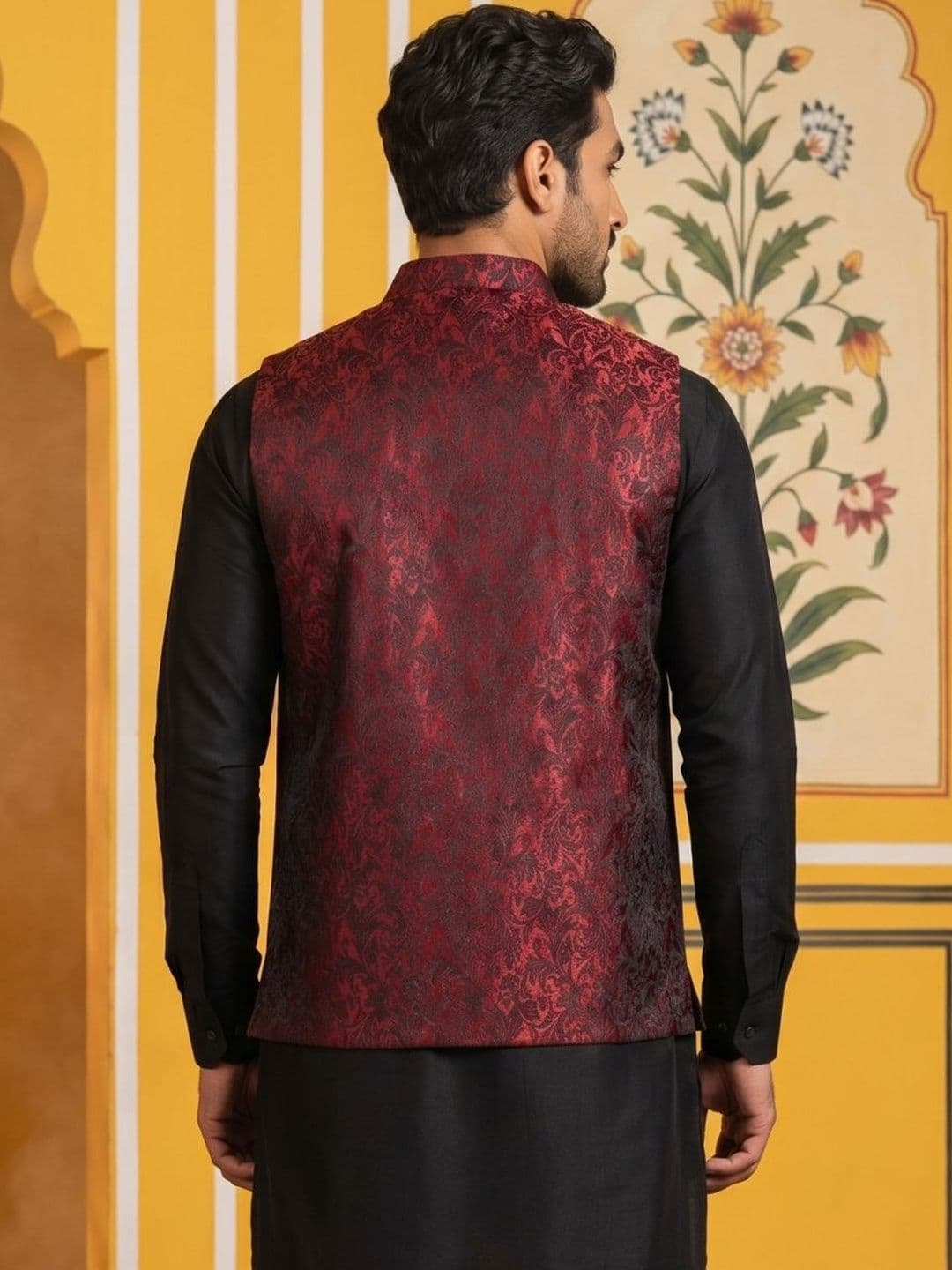 Jompers Woven Design Woven Nehru Jackets thumbnail 4